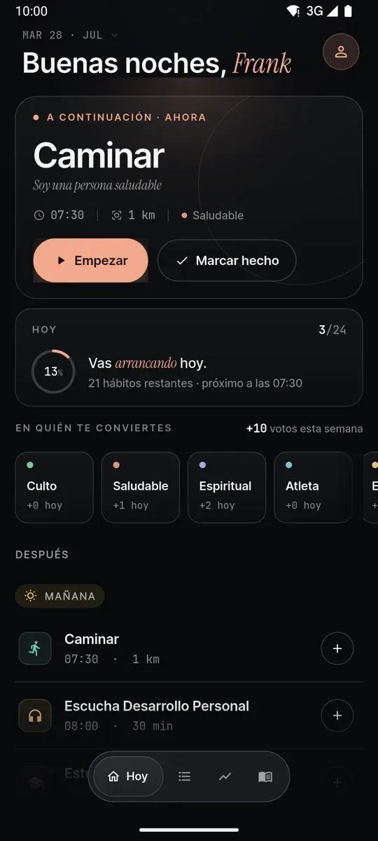 Pantalla principal de Habitus